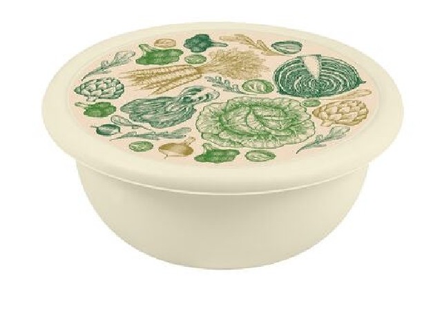 Миска Modena 1,2л с крышкой с декором (светло-бежевый)